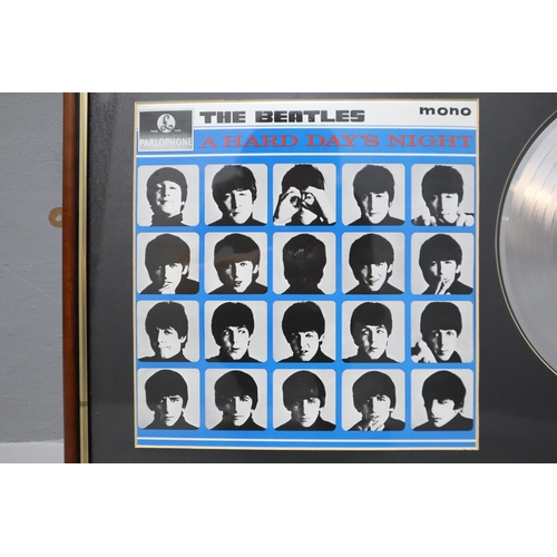 387 - Framed and Glazed Beatles A Hard Days Night Album with Cover and Plaque (29