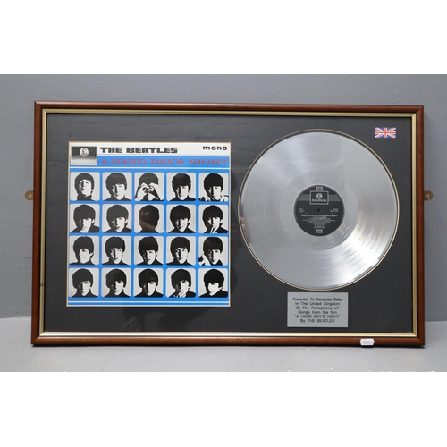 387 - Framed and Glazed Beatles A Hard Days Night Album with Cover and Plaque (29