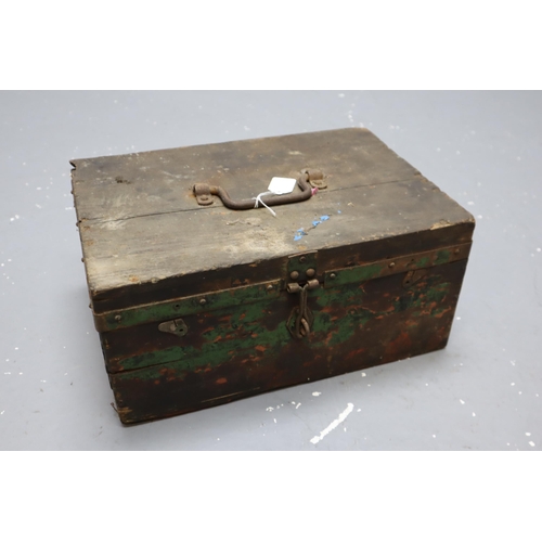 674 - A Vintage Wooden Metal Bound Tool Chest, Approx 11.5