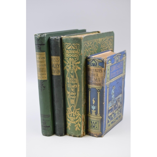 734 - A Selection of Four Antique Classic Novels To Include 1910 Publication of Twenty Thousand Leagues Un... 