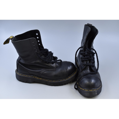 745 - Pair of Black Dr Airwair Martens steel toe cap boots (UK 5)