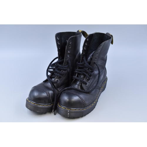 745 - Pair of Black Dr Airwair Martens steel toe cap boots (UK 5)