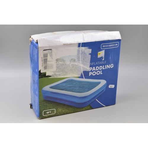 688 - New Six Foot Inflatable Paddling Pool ( 201 x 150 x 51 cm )