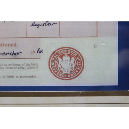 437 - Framed and Glazed Copy of Paul McCartneys Birth Certificate with Description and Pictures (23