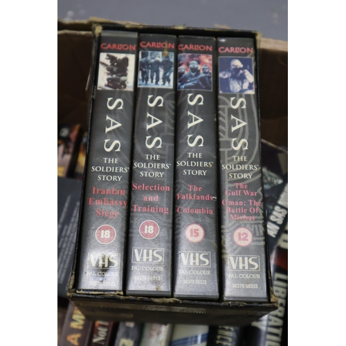 788 - Box full of 30 SAS books to include Bravo Two Zero, The Hit List, Blood Money and more