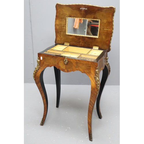 579 - Burr Walnut Free Standing Sewing Cabinet standing on serpentine Legs (21