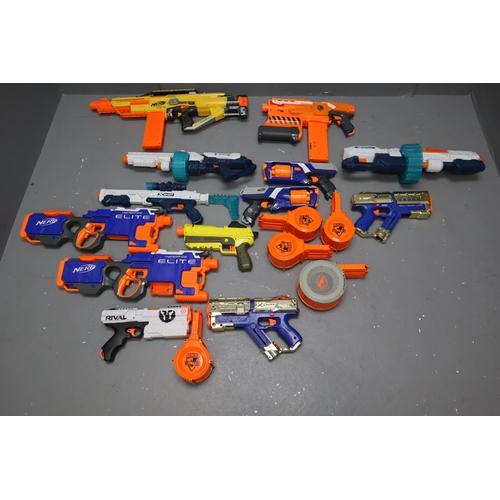 584 - Large collection of Nerf (14 in total) to include, Strongam Nstrike, Fortnite nerf, Stampede ECS, Xs... 