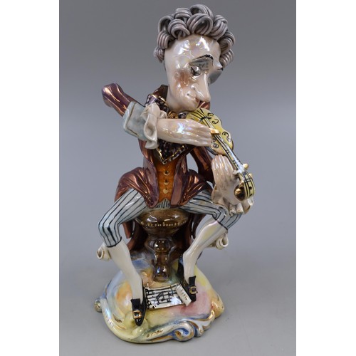 216 - Mid Century Italian Lustre Finished Figure of Violin Player (9”)