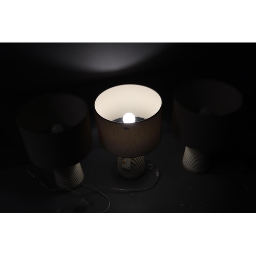 395 - Set of Three Contemporary Table Lamps, Light Up When Tested. All Approx 19