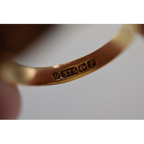 5 - Hallmarked Birmingham 375 (9ct) Gold Signet Ring (Size R) Complete with Presentation