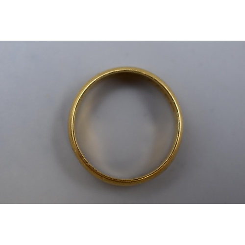 8 - Hallmarked Birmingham 22ct Gold Band Ring (Size N) Complete with Presentation Box