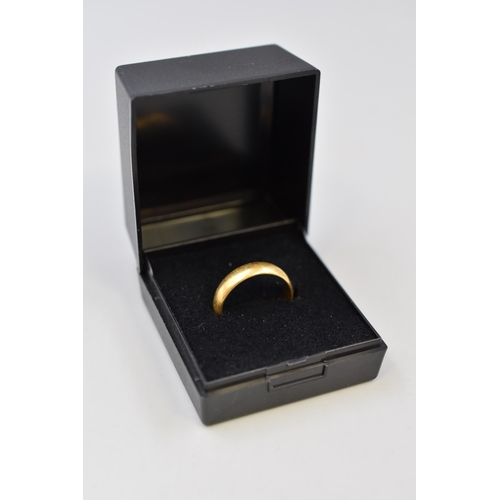 8 - Hallmarked Birmingham 22ct Gold Band Ring (Size N) Complete with Presentation Box