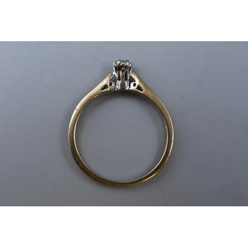 11 - Hallmarked Sheffield 375 (9ct) Gold .10ct Diamond Solitaire Ring (Size 0) Complete with Presentation... 