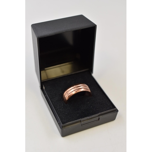 14 - Hallmarked London 375 (9ct) Gold Band Ring (Size Q) Complete with Presentation Box