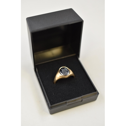 20 - Hallmarked Birmingham 375 (9ct) Gold Signet Ring Complete with Presentation Box (Size N)