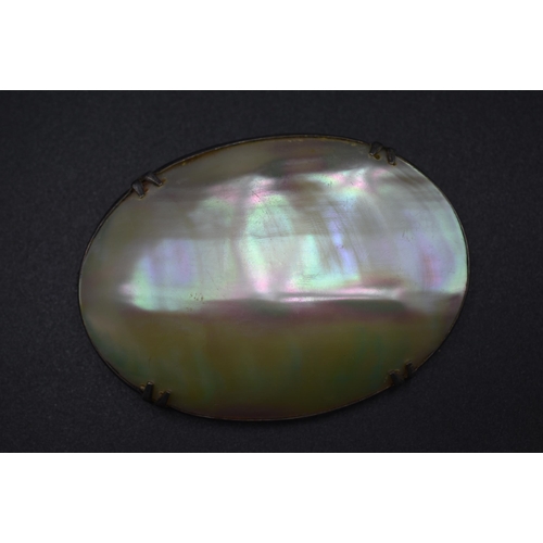22 - Large Silver Mother of Pearl Brooch (7cm)