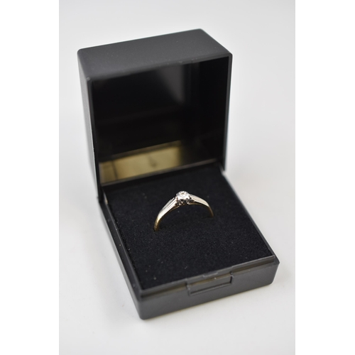 23 - Gold 9ct Solitaire Ring (Size N) Complete with Presentation Box