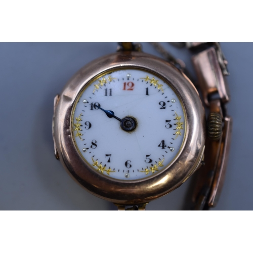 103 - Gold 375 (9ct) Cased Ladies Watch (Missing Glass)