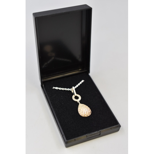 50 - Silver Necklace with Teardrop Pendant Complete with Presentation Box