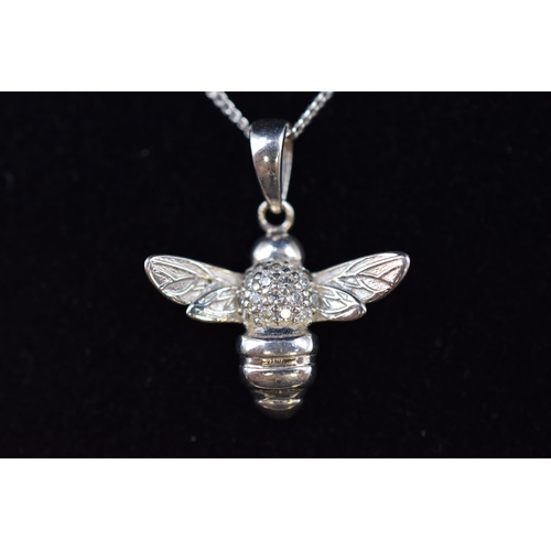 52 - Silver Necklace with Bee Pendant Complete with Presentation Box