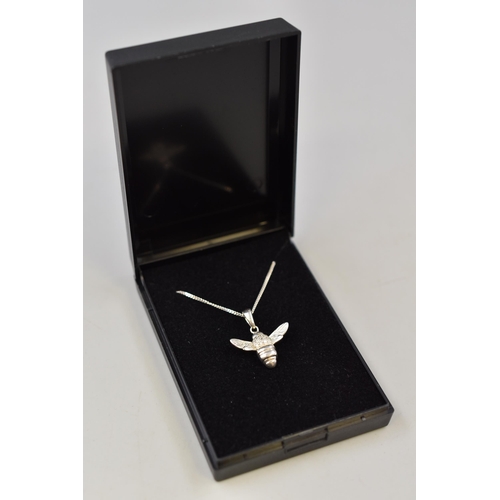 52 - Silver Necklace with Bee Pendant Complete with Presentation Box