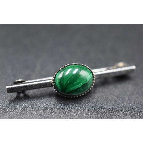 57 - Silver 925 Malachite Stoned Ring and a Matching Non Silver Brooch