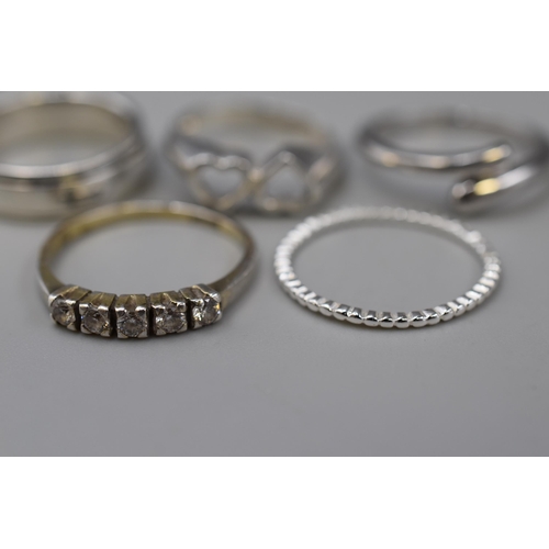 62 - Selection of Five Rings, S925 or Hallmarked (Display not included)