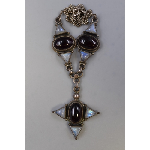 73 - Silver 925 vintage gem styled pendant necklace