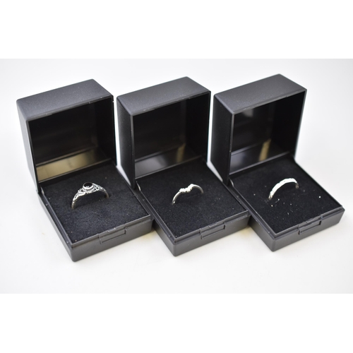 75 - Three Silver 925 Rings complete in Presentation Boxes