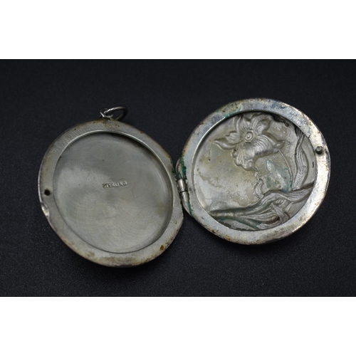 81 - Sterling Silver Art Nouveau Locket (35mm Dia)