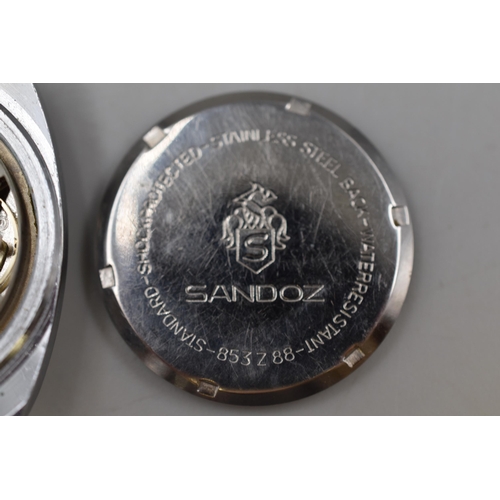 96 - Sandoz 17 jewels shock protected watch face (working)