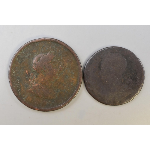 193 - George II halfpenny 1740's and George III penny 1807