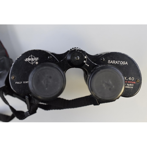 390 - A Pair of Swift Saratoga 8x40 Binoculars, In Case