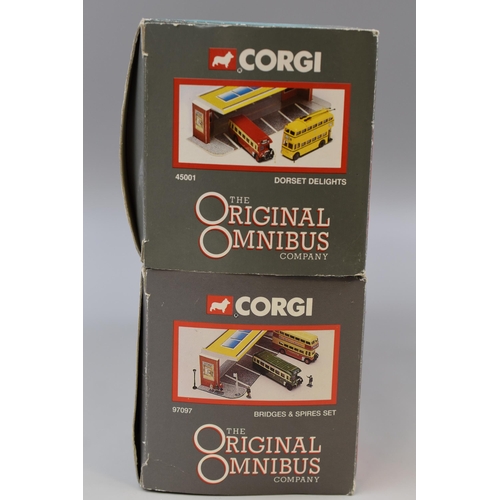 216 - Two Corgi diecast The Original Omnibus company to include 97097 Bridges & Spires set and 45001 D... 