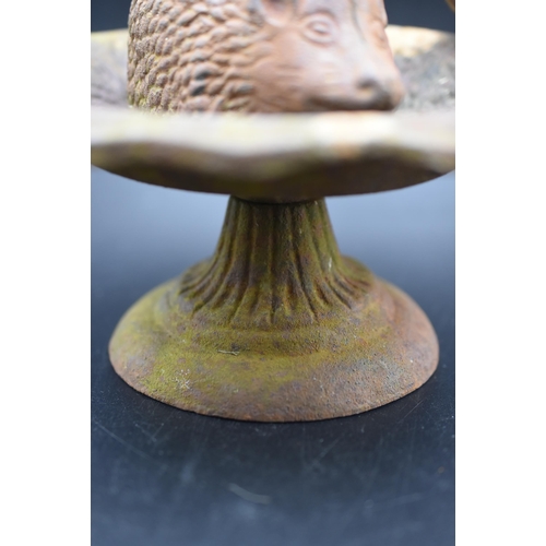 402 - Vintage Cast Iron Bird Bath with a Accompanying Cast Iron Hedgehog