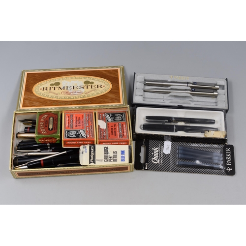 219 - A Selection of Various Pens and Pencils (Mechanical Pencils, Fountain Pens, And Ball Point Pens), Wi... 