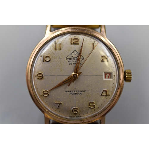 132 - Modaine Seahawke 25 jewels Automatic Date Gents Watch with Elasticated Strap (Working)