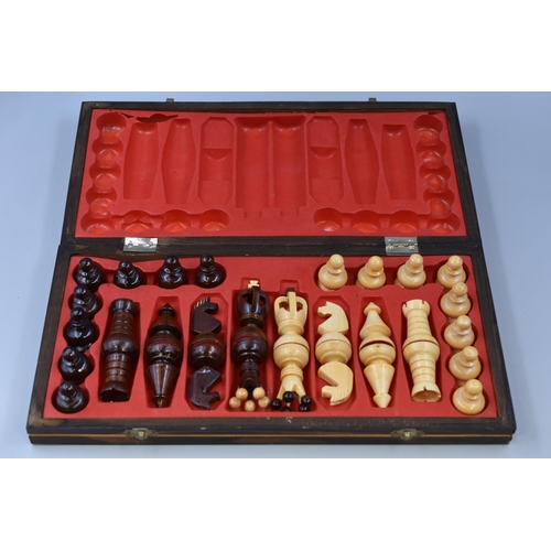 408 - Wood Cased Travel Chess Set