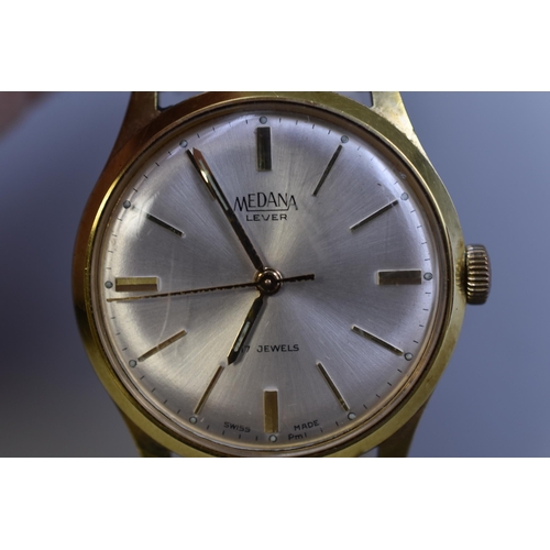 135 - Medana lever 1960s Swiss Gents Mechanical Watch with Elasticated Strap (Working)