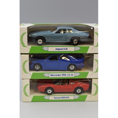 229 - Six Mobil Issued Corgi Die-Cast Model Cars Complete with Boxes including Porsche 944, Jaguar XJS, Fe... 