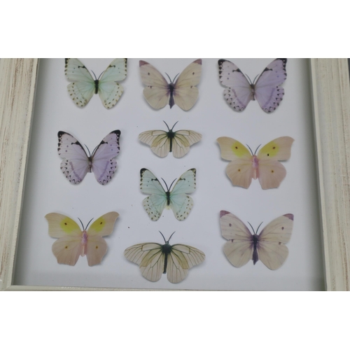 421 - Two Matching Framed Paper Butterfly Pictures 12