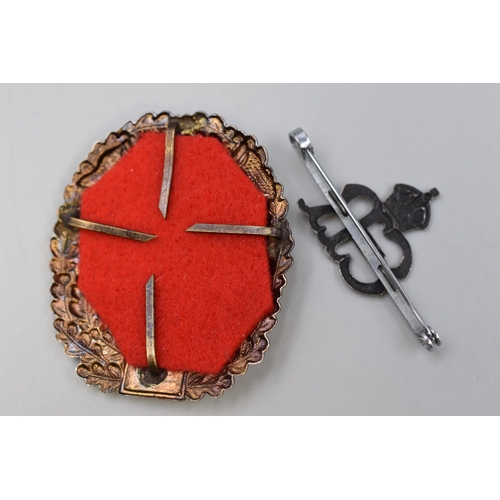 310 - ER Army Brooch and a German Tank Badge