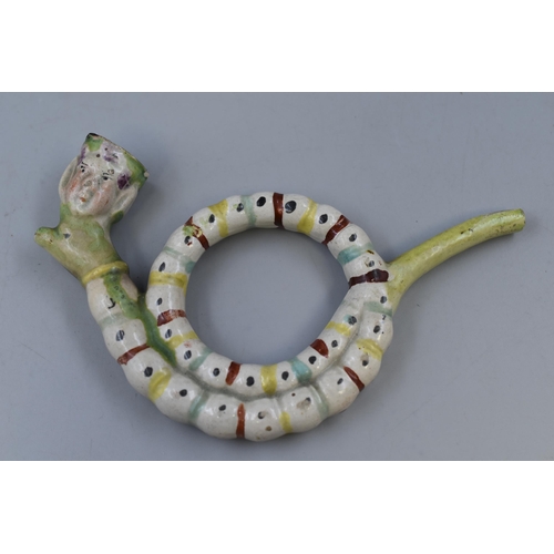 257 - Georgian Staffordshire Pearlware Snake Pipe Circa 1815 (a/f)