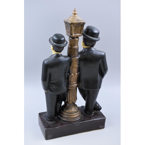 456 - Ceramic hand painted Laurel and Hardy at the lamp-post figurine (af) (16