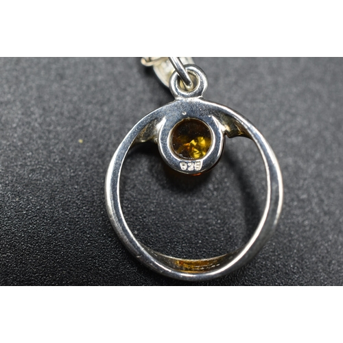 326 - Two Silver 925 Amber Stoned Pendant Necklaces