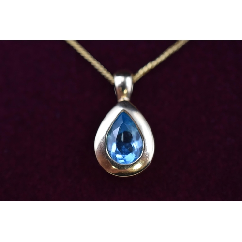 332 - Gold 375 (9ct) Teardrop Pendant Necklace Complete with Presentation Box