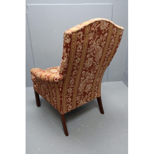 531 - Parker Knoll high backed arm chair with Peacock floral design (41