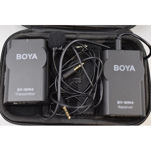 465 - Cased Professional Boya Wireless Microphone Transmitter and Reciever System complete with Microphone... 