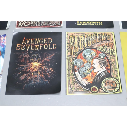 553 - Large Collection of Printed Posters to include Iron Maiden, Metallica, David Bowie, Radiohead, and m... 