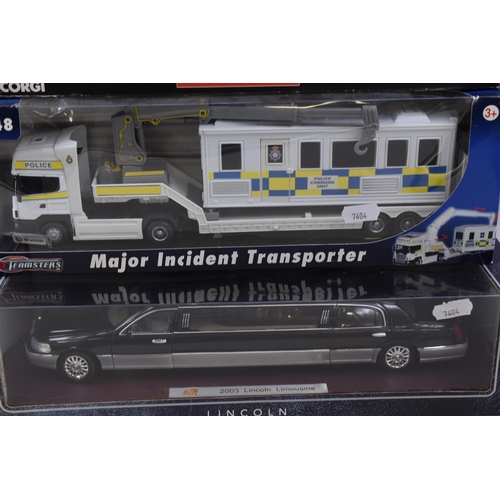 624 - Four Boxed Die-Cast Models to Include Corgi Norbert Dentressangle Tanker, Teamsters Police Command U... 